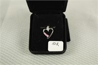 10K WHITE GOLD NECKLACE PENDANT HEART SHAPED WITH