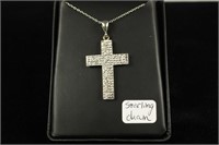STERLING SILVER CHAIN WITH CROSS PENDANT