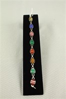 STERLING SILVER BRACELET WITH MULTICOLOR STONES 13