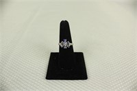 TANZINITE FLOWER RING SET IN STERLING SILVER SIZE