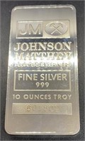 10 Troy Ounce Bar  of .999 Fine Silver