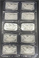 10 .999 One Troy Ounce Silver Bars