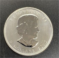 2012 - Canadian 1 Troy Oz .999 Fine Silver Coin $5