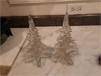 2 glass Christmas trees