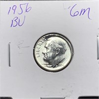 1956 BU ROOSEVELT SILVER DIME