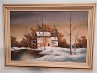 Signed Callfield winter scene painting