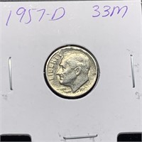 1957-D ROOSEVELT SILVER DIME