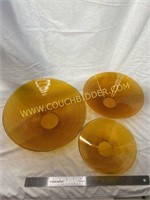 Set of 3 Amber Glass Serving Bowls