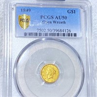 1849 Rare Gold Dollar PCGS - AU50 OPEN WREATH