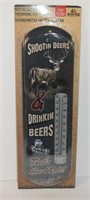 Shootin Deer & Drinkin Beer Tin Thermometer
