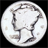 1916-D Mercury Silver Dime NICELY CIRCULATED