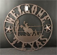 Metal Welcome Texas Round Sign
