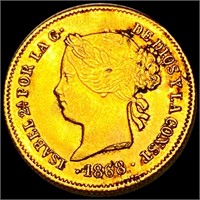 1868 Philippines Gold Pesos NEARLY UNC