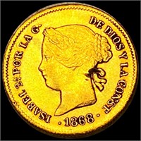 1868 Philippines Gold Peso ABOUT UNCIRCULATED