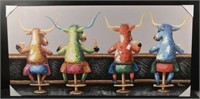 Very Cool Cows At Bar Drinking Beer On Canvas