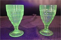 2 Vaseline Glass Goblets