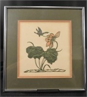 Lotus Flower & Butterfly Framed Art