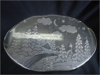 Decorative Glass Tray 16.5x11"