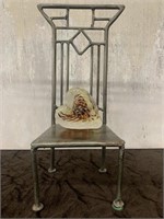10” Metal Decor Chair & Glass Heart