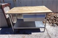 Wood Countertop Stainless Steel Work Table