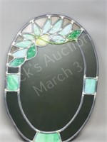 modern lead glass mirror- 11.5" x  16" oval