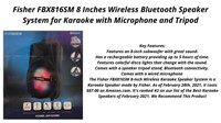 Fisher 8"Wireless Bluetooth Speaker Karaoke w Micr