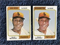 Lot of 2 - 1974 Willie McCovey #250 Variations