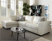 New Orland White Leather Sectional Sofa w/Chaise