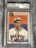 PSA Certified Autograph Carl Hubbell 1983 Donruss