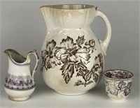 Tendril Pitcher & Purple Transferware Pitcher &