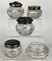 Heisey Lidded Jars with Silverplate Lids & More