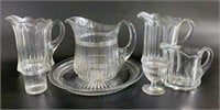 Heisey Glass Scalloped Rim Pitchers & More