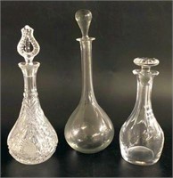 Crystal & Glass Decanters, Lot of 3