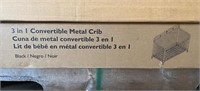 New 3 in 1 Black Metal Convertible Crib