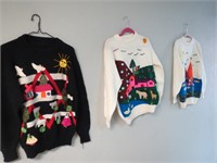 Lot Of 3 Peruvian Arpillera Sweaters