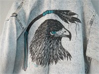 Arel Design Painted Eagle Denim Jacket Size XL
