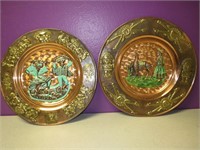 Lot of 2 Peruvian Copper & Brass Decorative Plates