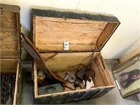 Old Trunk with Gun Scabbards, Many Pocket Knives
