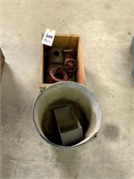 2 Pipe Bibs, Valve, Wood Ammo Box, galvanized