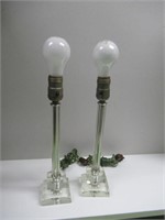70"s  Clear Glass Stick Lamps (Tested Works)