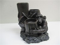 Heavy Metal Candle Holder with Monkey