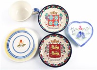 HAND PAINTED FRENCH CERAMIC TABLEWARE - LOT OF 5