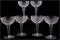 HAWKES ETCHED, CUT CRYSTAL CHAMPAGNE GLASSES - LOT