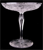LIBBEY FLORAL CUT CRYSTAL COMPOTE