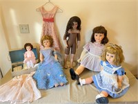 Five Vintage Dolls with Accessories
