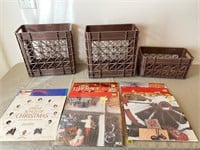 Christmas LP Records and Storage Crates