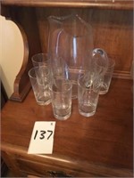 Monogramed Pitcher & tumblers (8) PCS