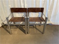 (2) Vinyl Upholstered Chrome Leg Chairs