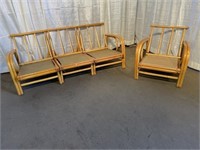 Rattan 3-Part Sofa & Side Chair