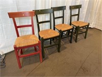 (4) Contemporary Rush Seat Kitchen Chairs